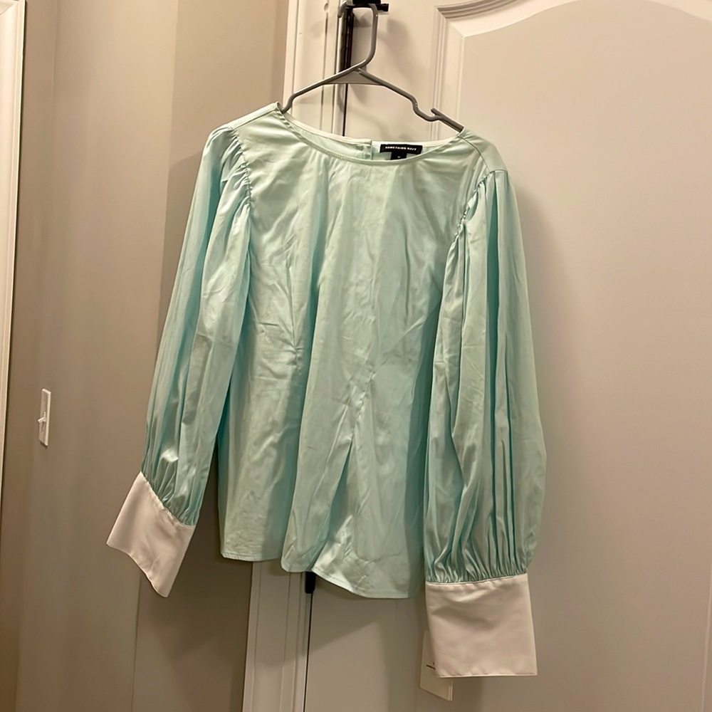 Something Navy Mint Green Blouse with sleeves